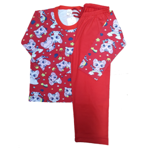 0350 Pijama Gatinha com Calça Vermelha 4